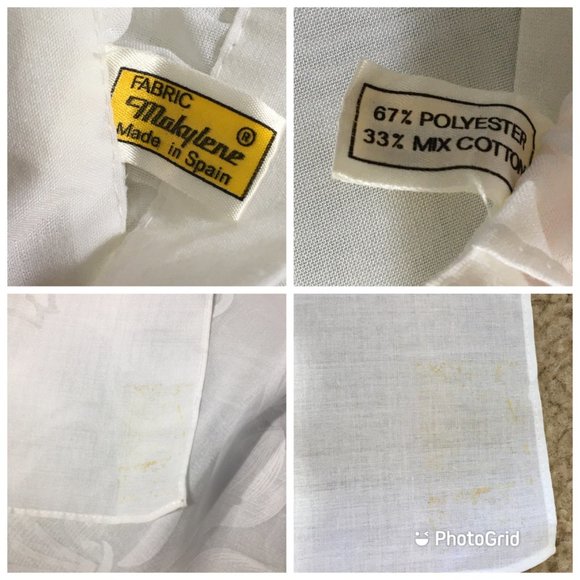 Vintage Long White Apron, Makylene Fabric Made in Spain, Cottagecore Pinafore - Picture 4 of 14